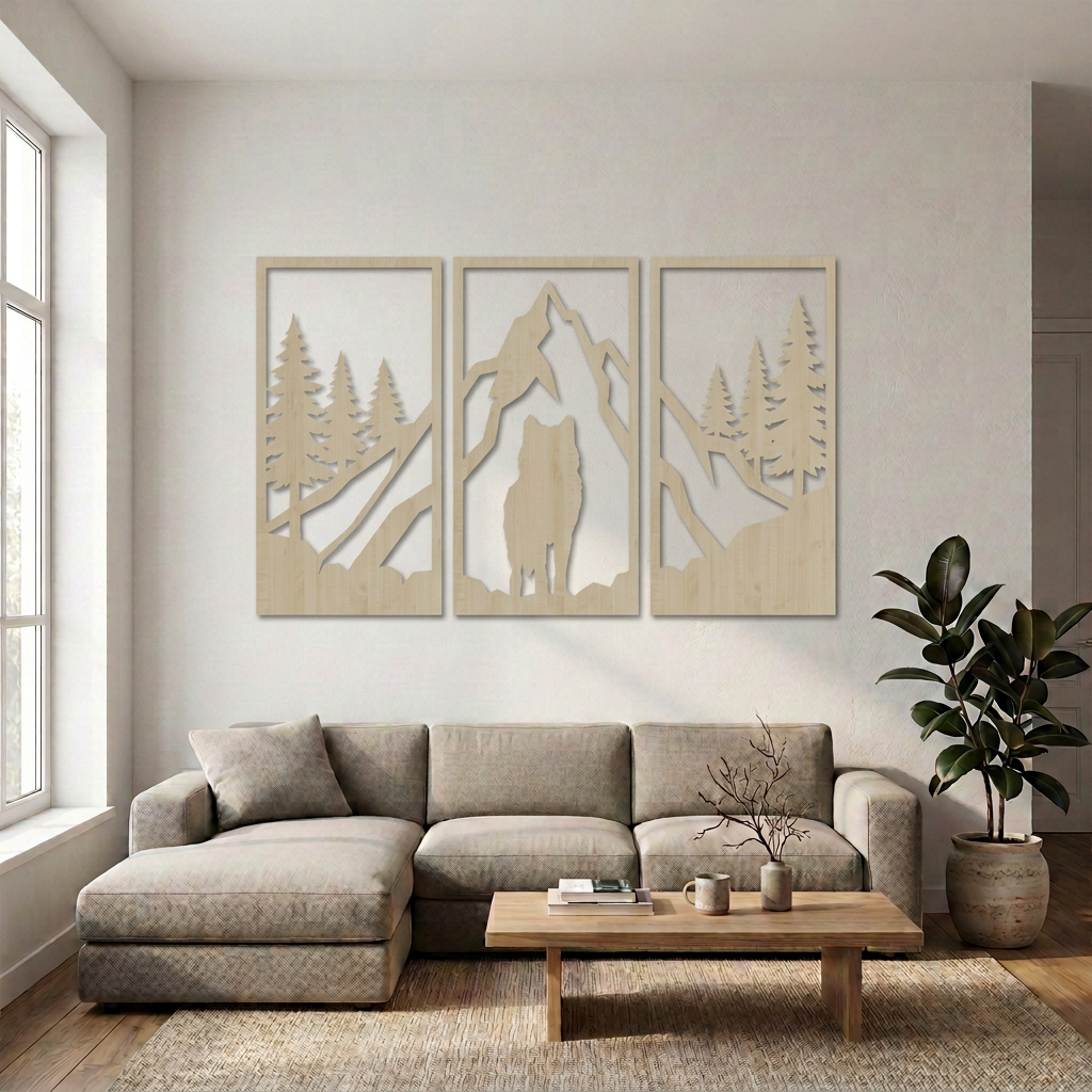 Dekoracja ścienna Wilk Góry do salonu – Klon