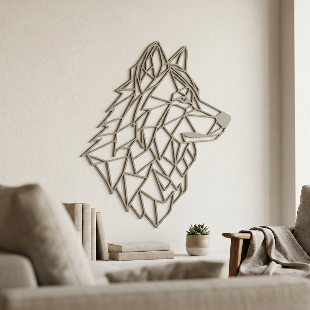 Dekoracja ścienna Wilk geometryczny – Szary