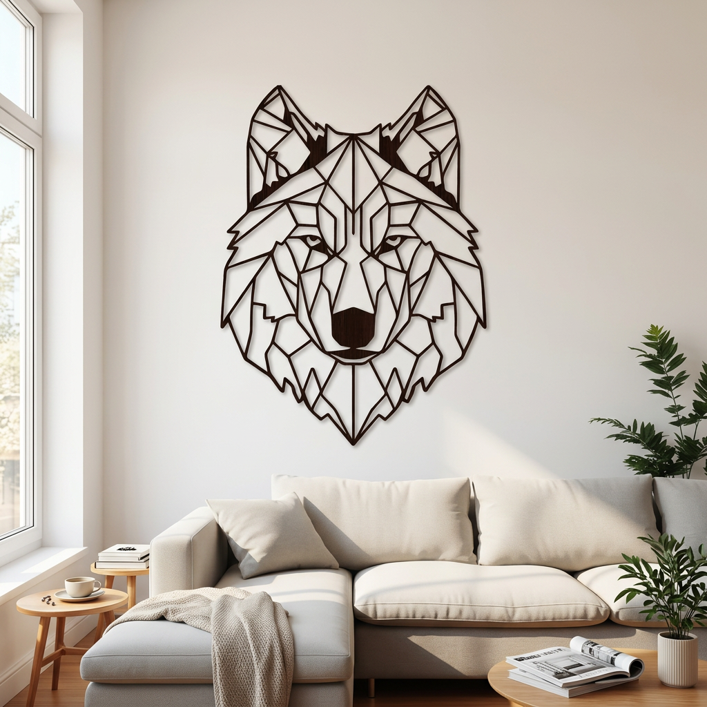 Dekoracja ścienna Wilk geometryczny – Wenge
