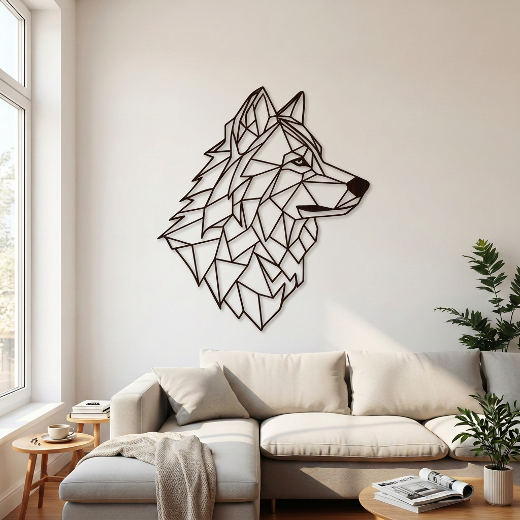 Dekoracja ścienna Wilk geometryczny – Wenge