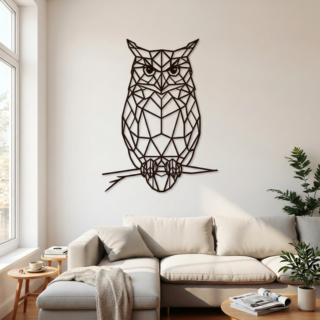 Dekoracja ścienna Sowa geometryczna – Wenge