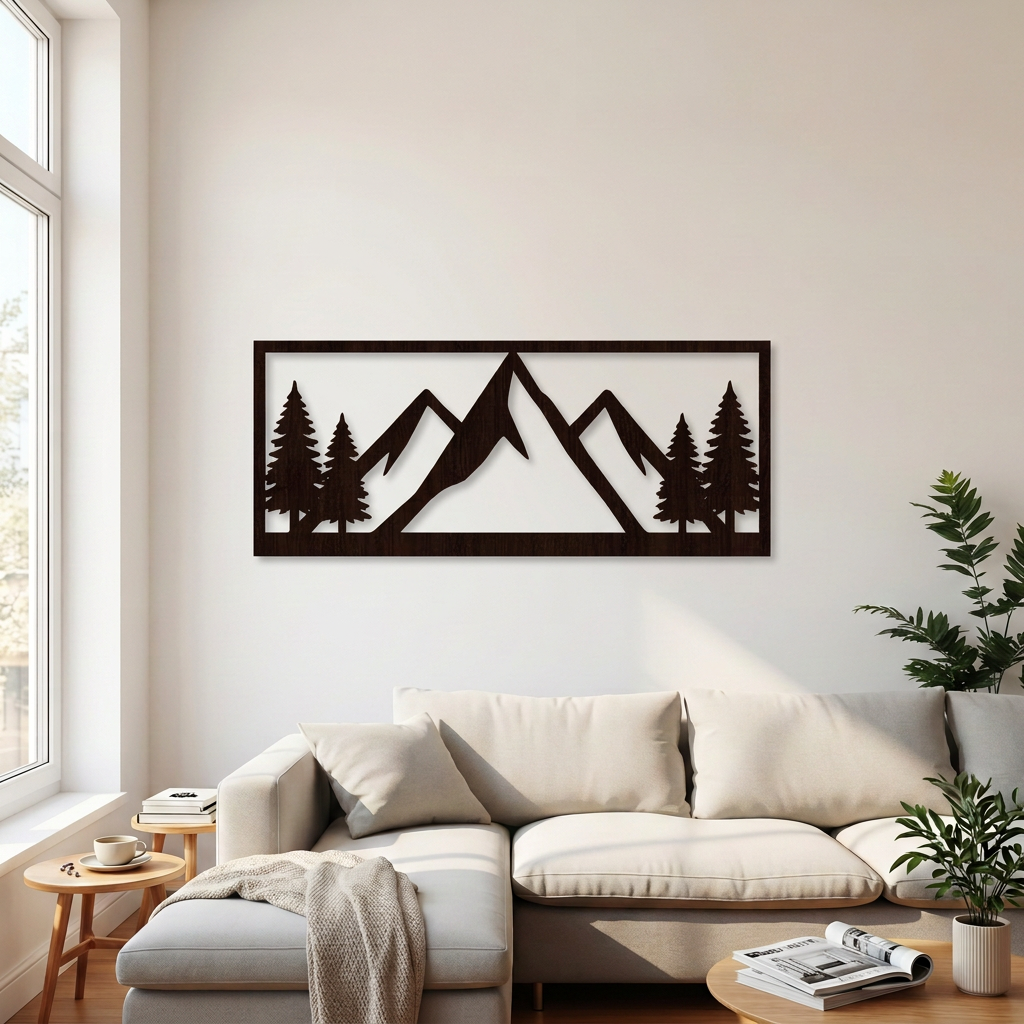 Dekoracja ścienna Górska panorama z jodłami – Wenge