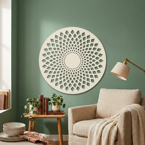 Dekoracja ścienna ażurowa Mandala – Biały