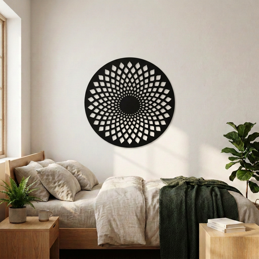 Dekoracja ścienna ażurowa Mandala – Czarny