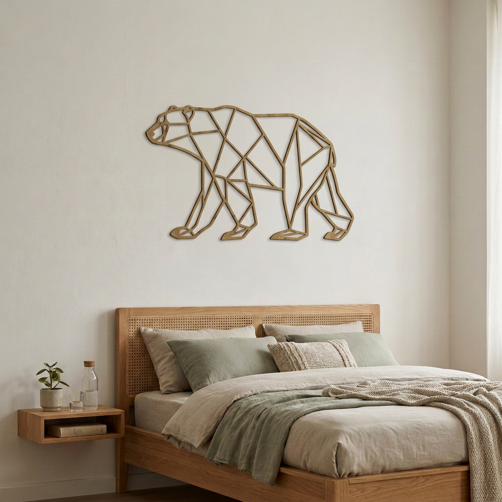 Dekoracja ścienna niedźwiedź geometryczny – Dąb Artisan