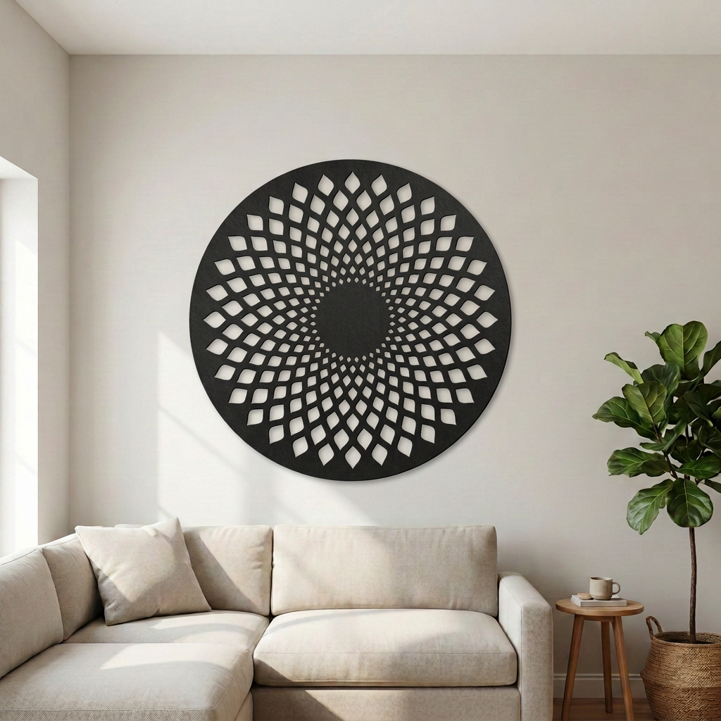 Dekoracja ścienna ażurowa Mandala – Czarny