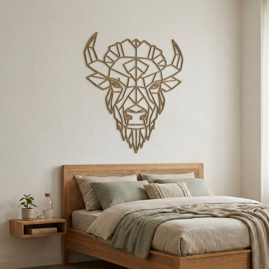 Dekoracja ścienna Byk geometryczny – Dąb Artisan