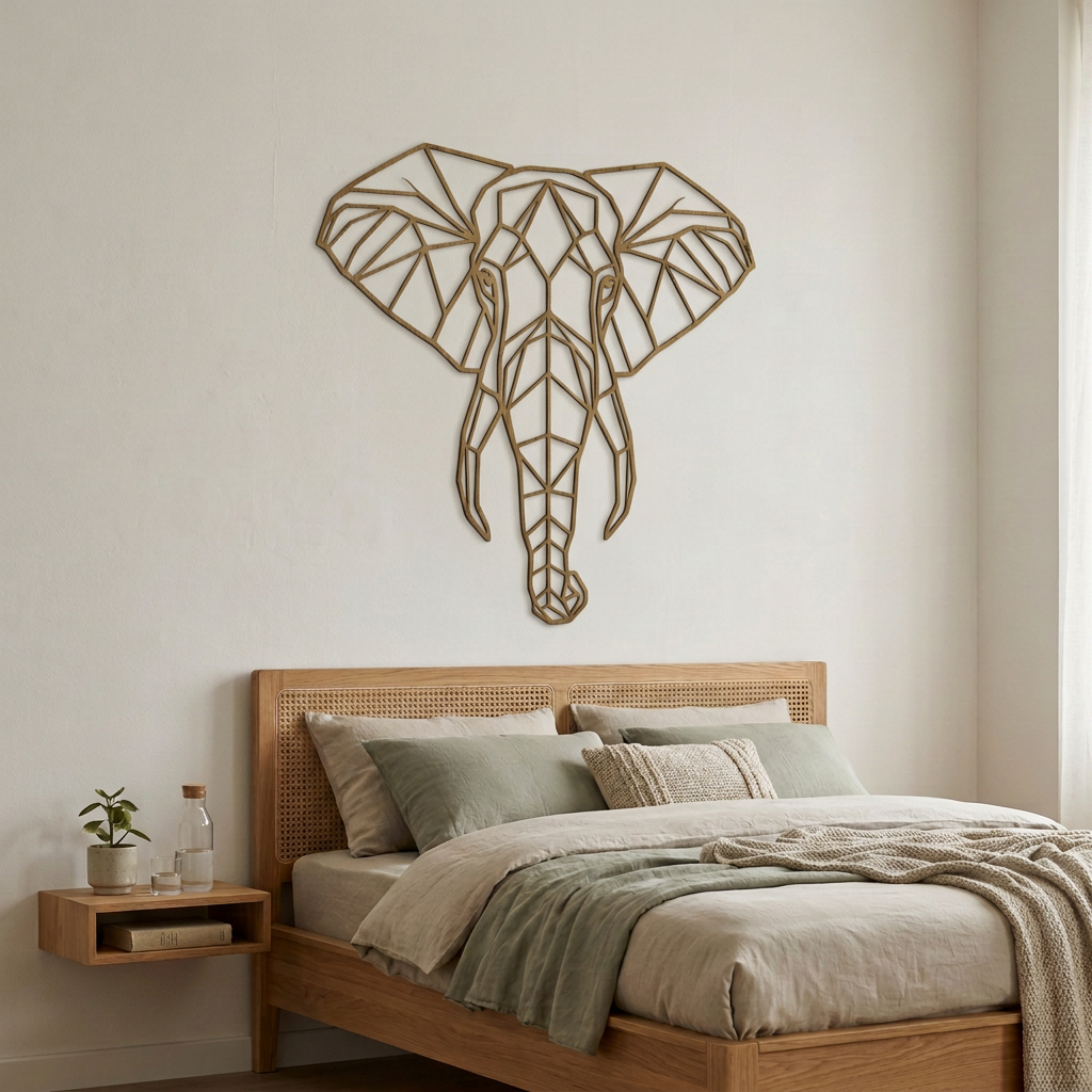 Dekoracja ścienna Słoń geometryczny – Dąb Artisan