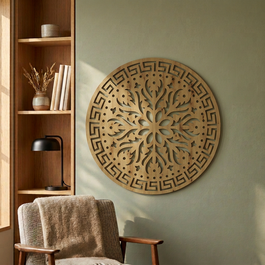 Ażurowa dekoracja ścienna Mandala – Dąb Artisan