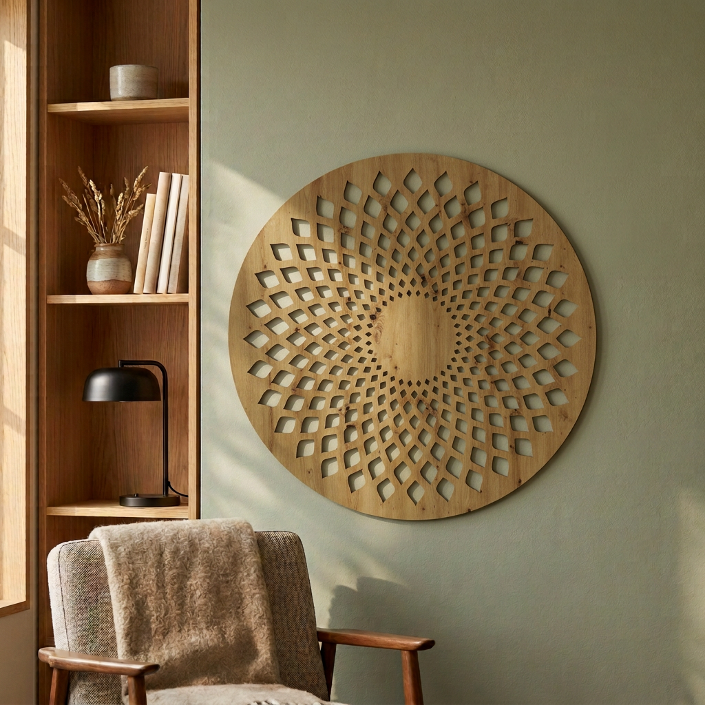 Dekoracja ścienna ażurowa Mandala – Dąb Artisan