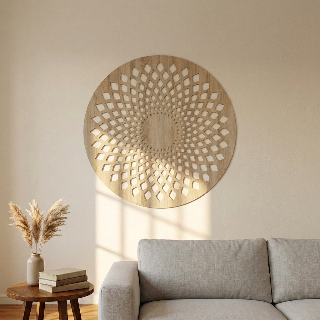 Dekoracja ścienna ażurowa Mandala – Dąb sonoma
