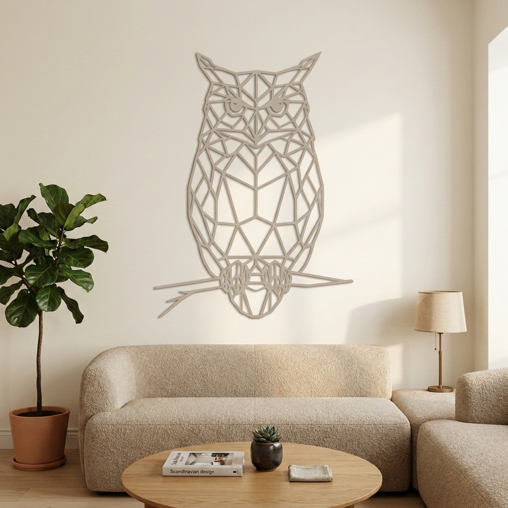 Dekoracja ścienna Sowa geometryczna – Kaszmir